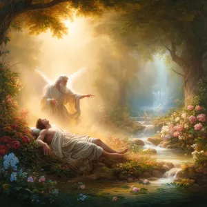 21. Da lot Herren Gud en dyp søvn komme over mennesket, og han sov; og han tok et av hans ribben og lukket igjen stedet med kjøtt.